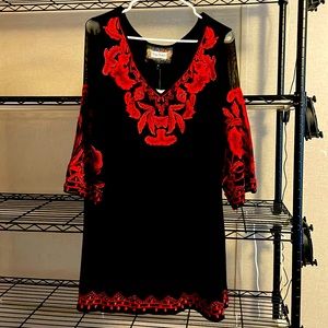 Vintage Collection Black and Red Embroidered Tunic